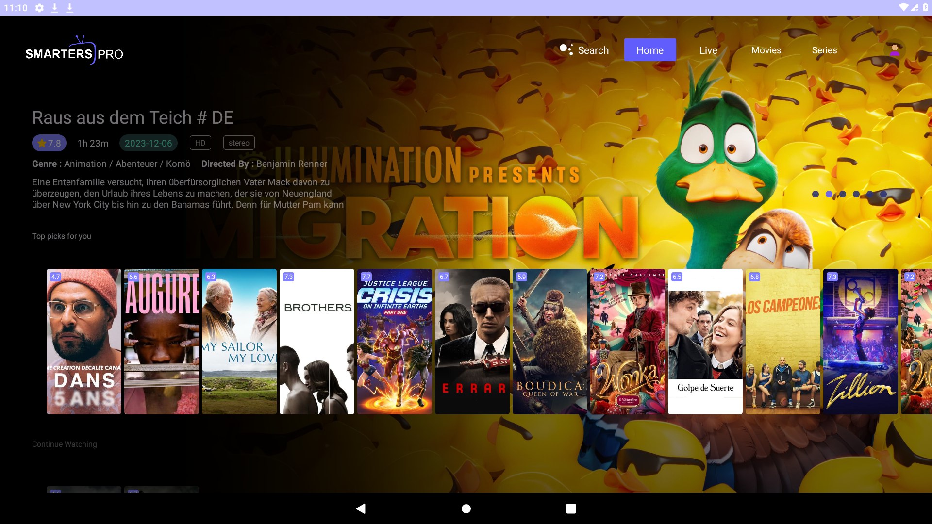 2. Smarters Pro 1.1- VOD + Live TV